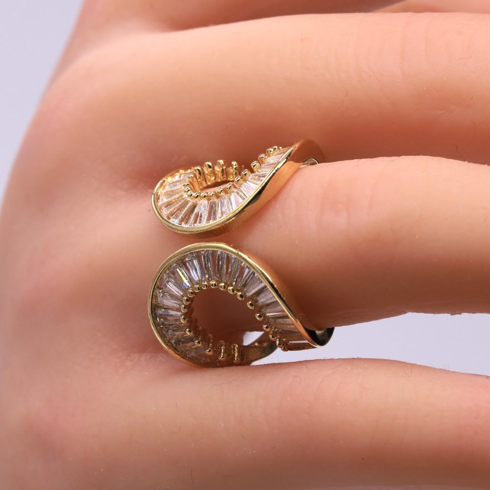 Gold and cubic double moon ring. OS - Picture 4 of 7